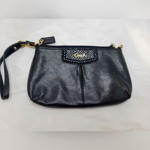 Coach wristlet  clutch in rich soft black leather